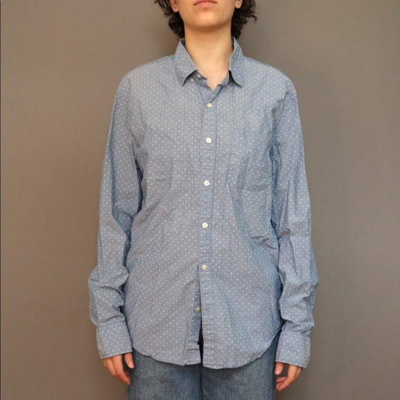 Light Blue Button Up w/ White Dots - Picture 4 of 4